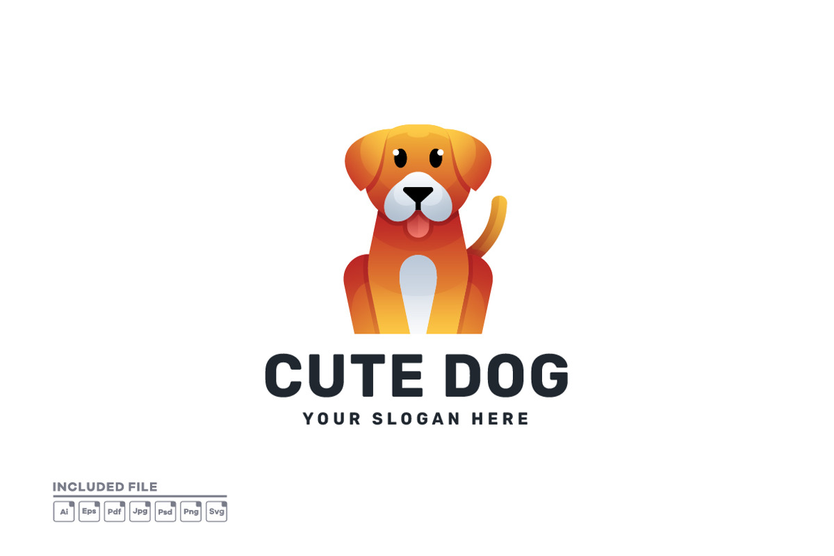Cute Dog Colorful Gradient Logo, a Branding & Logo Template by yuanesei