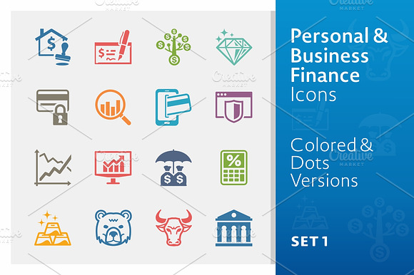 Colored Business Finance Icons 1
