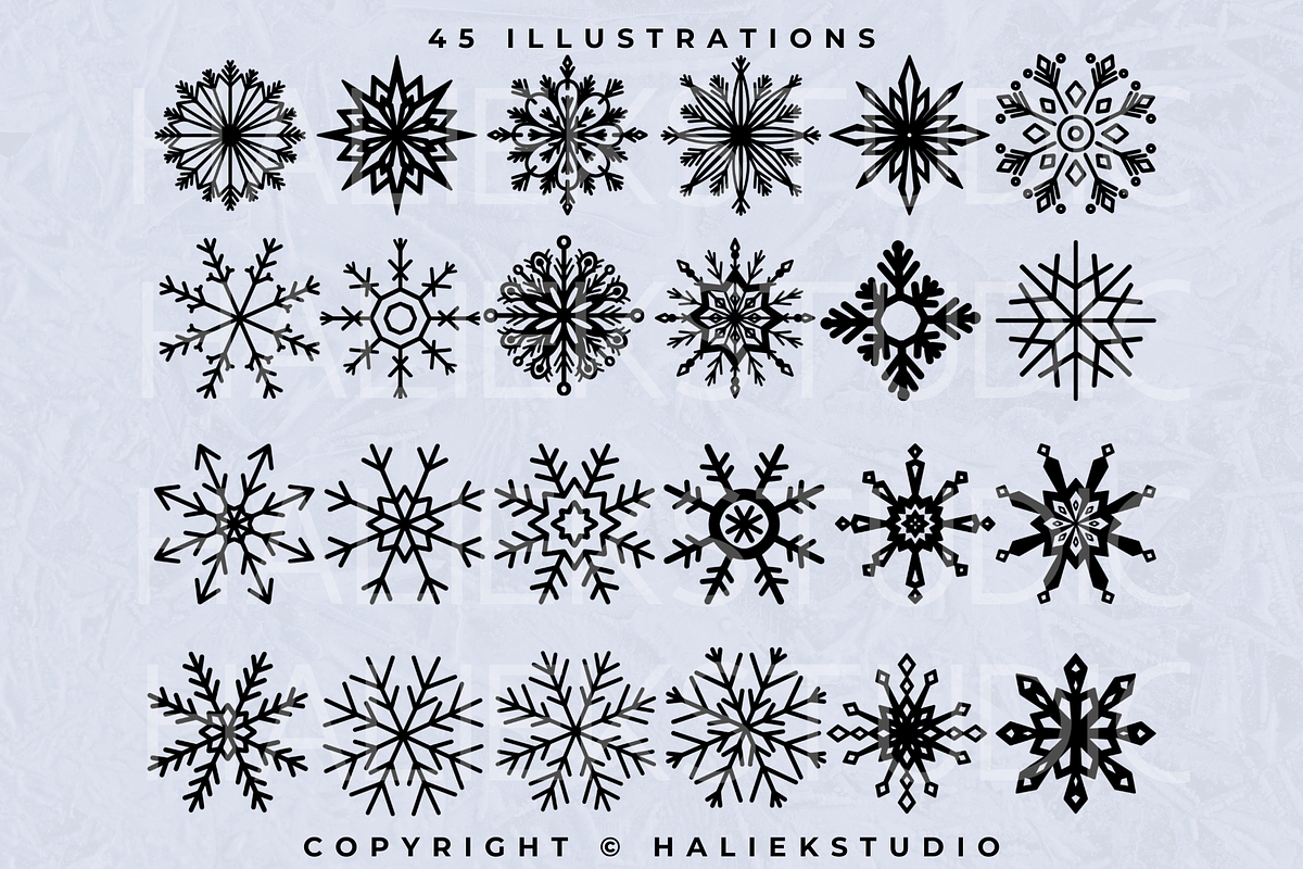 Snowflake Procreate Stamp Brushes, a Brush Add-On by HalieKStudio (Photo 2 of 9)