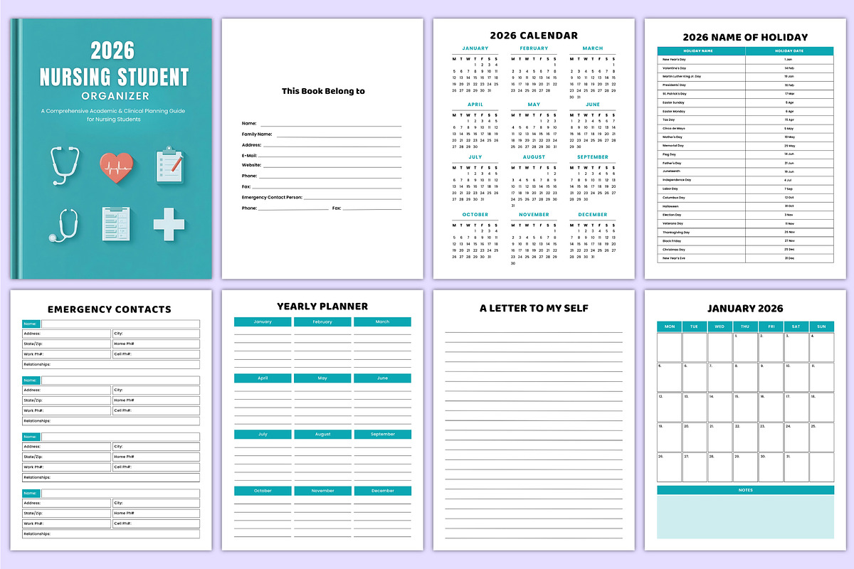 2026 Nursing Student Organizer Canva, a Stationery Template by Mustafiz (Photo 3 of 7)