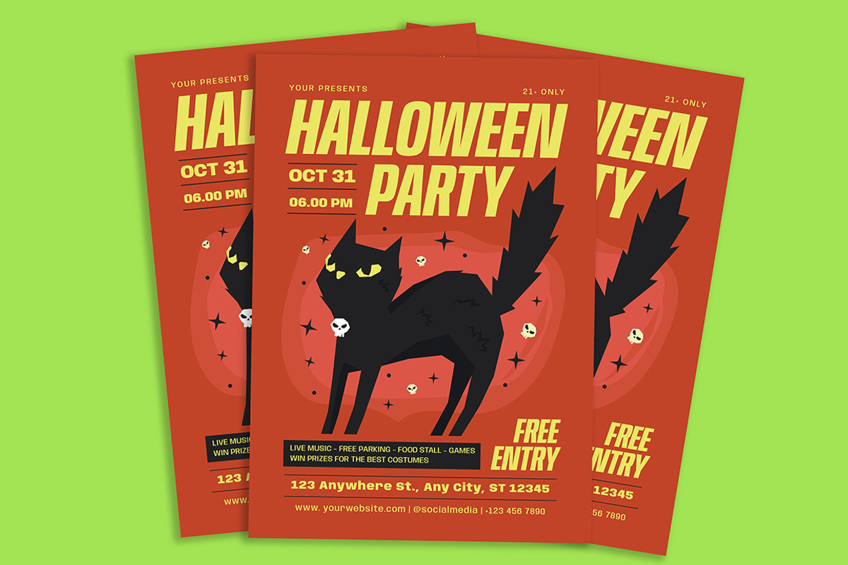 Halloween Party Flyer, a Flyer Template by Gumico Studio. (Photo 2 of 3)
