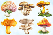 Watercolor Edible Mushrooms Clipart, an Illustration by Craft Nest (Thumbnail 5 of 6)