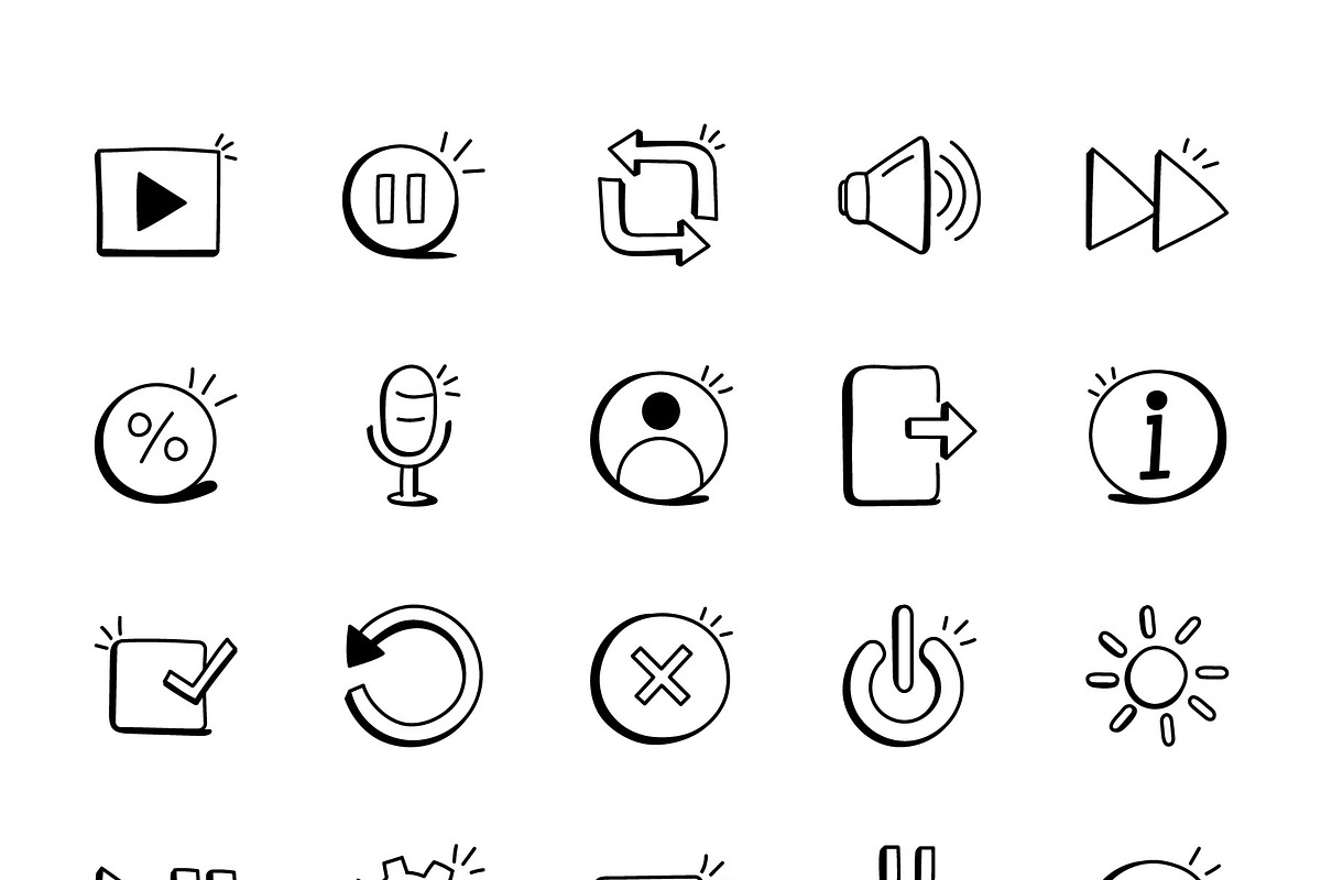 Media Controls Icons, an Outline Icon by Brickclay (Photo 8 of 11)