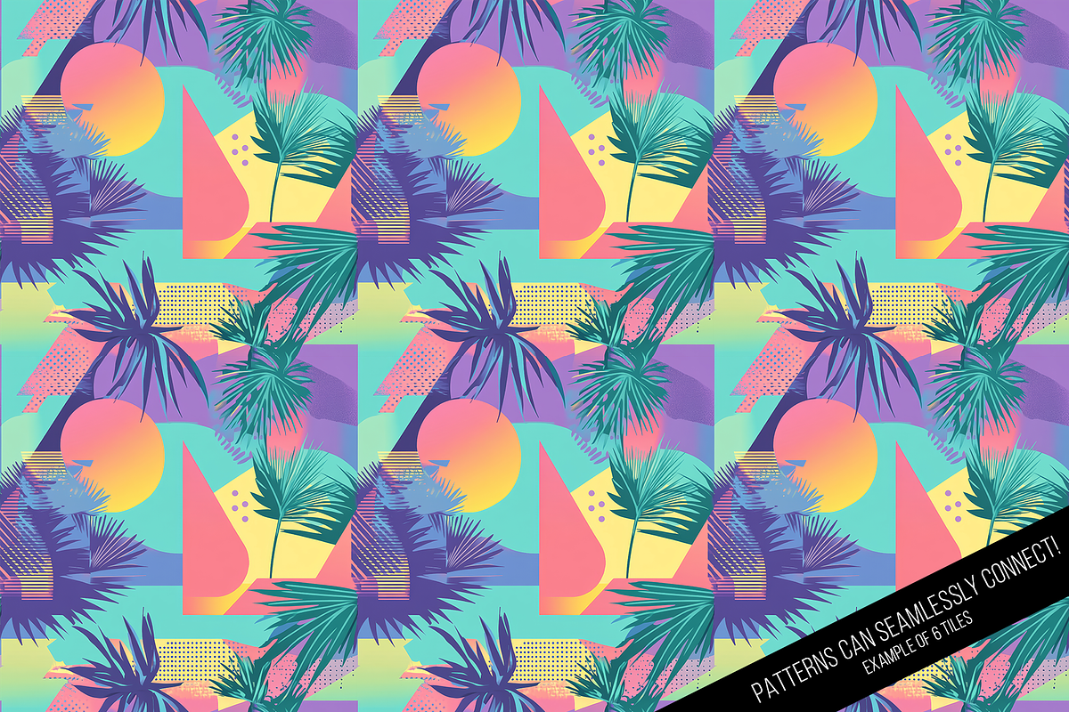 Tropical 80s Retrowave Digital Paper, a Pattern Graphic by Chromolume Studio (Photo 14 of 15)