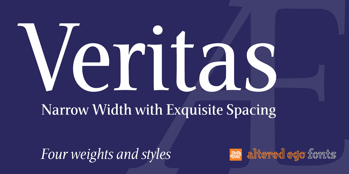 Veritas AE, a Serif Font by Altered Ego Fonts (Photo 1 of 5)