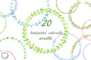 Watercolor clipart Wreaths