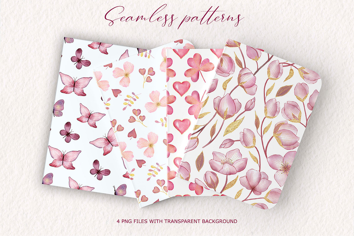Watercolor hearts and patterns, an Illustration by TatiArti (Photo 5 of 8)
