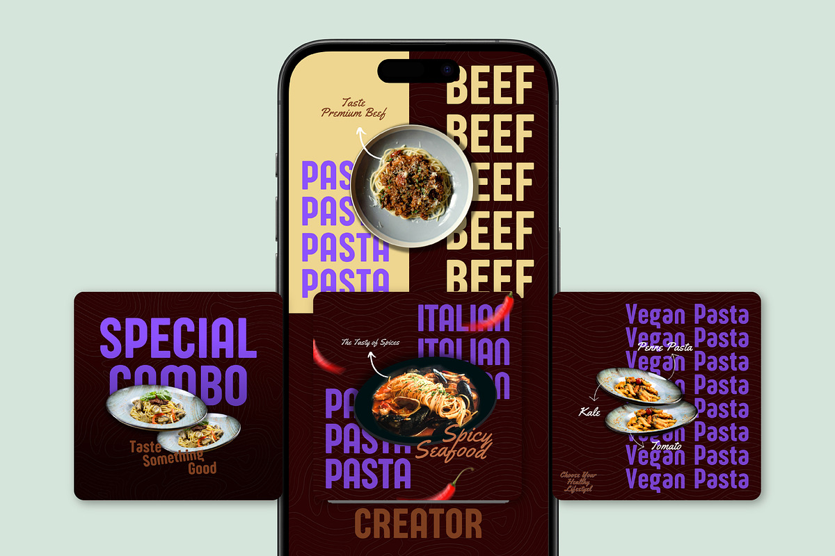 Italian // Food Social Media Kit, a Design Template by SecondBrain Store (Photo 4 of 9)