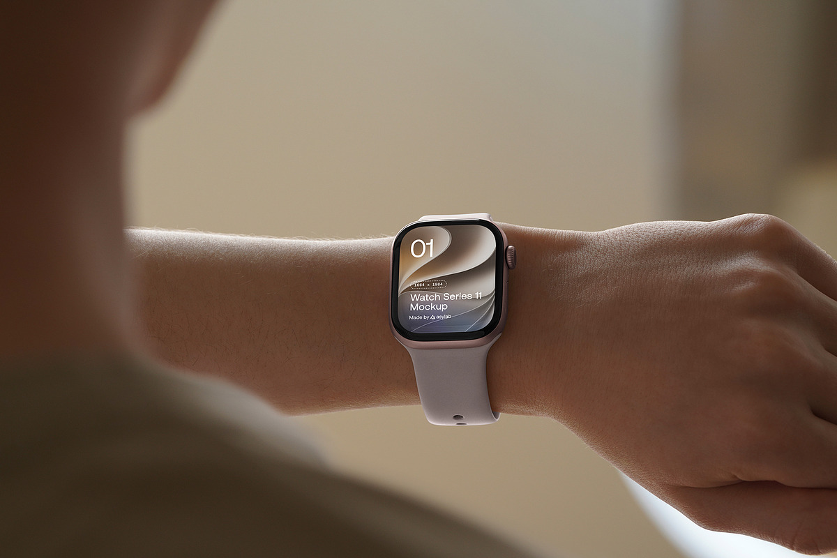 24 Watch Series 11 in Hand Mockups, a Wearable Device Mockup by Asylab (Photo 83 of 107)