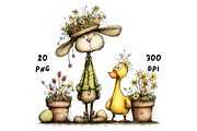 Whimsical Floral Bunny and Duck, an Animal Illustration by GiraffeCreative (Thumbnail 8 of 20)