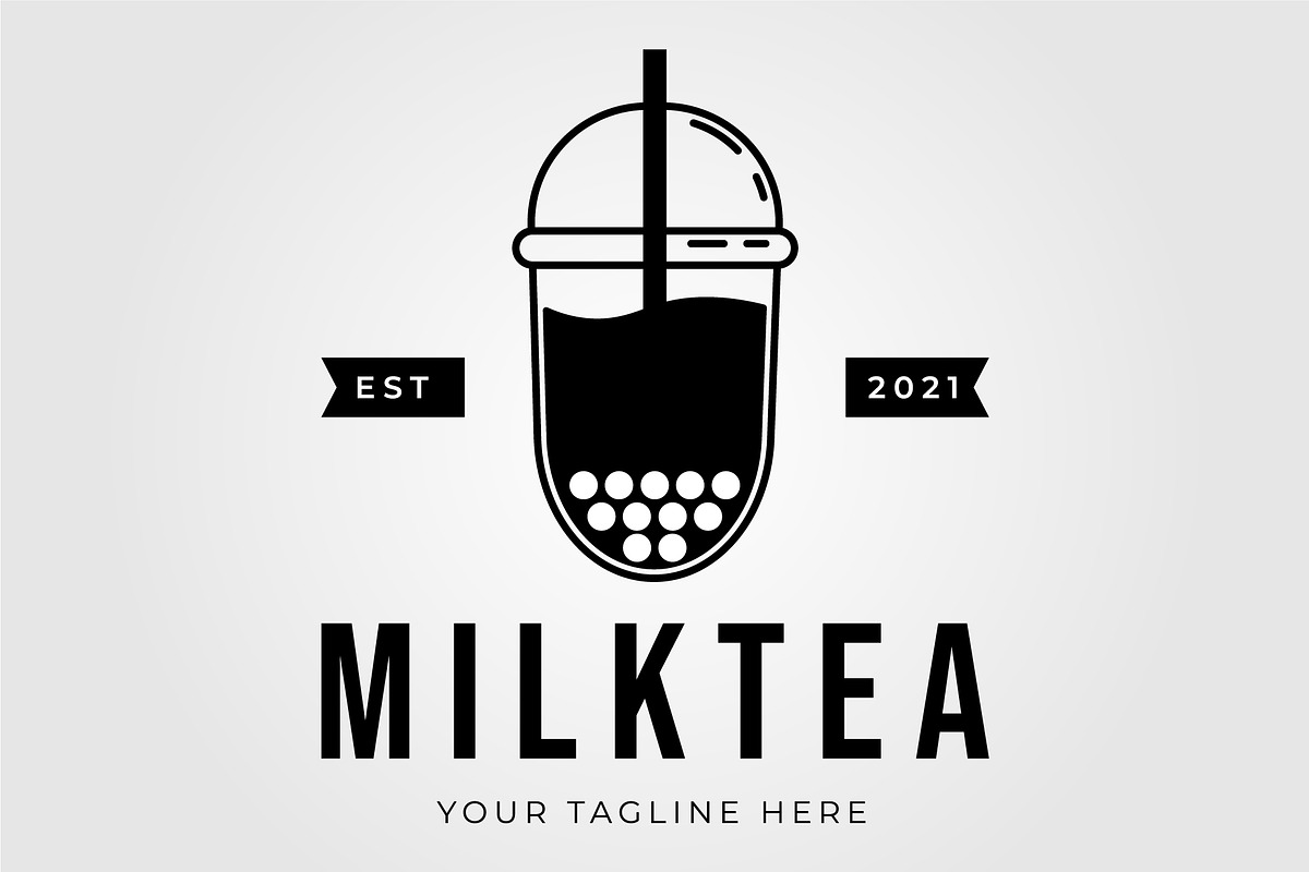 bubble drink and milk tea logo, a Graphic by Rizkaarishandy_shop