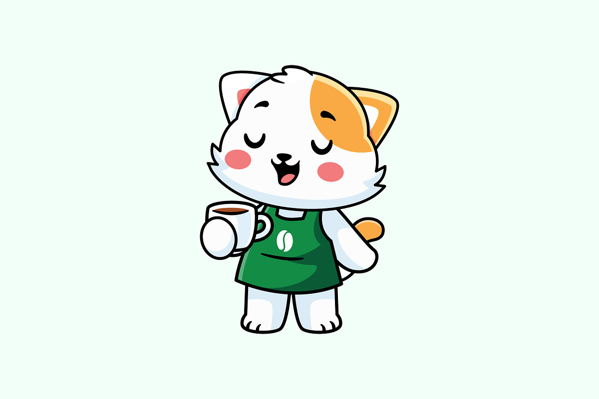 Cute Cat Barista Character Set, a Food Illustration by Jaysx1 (Photo 2 of 5)