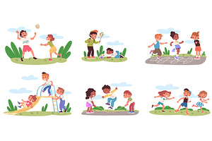 Children playing outside. Kids play, an Illustration by Stock-Smart-Start