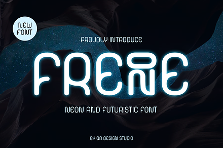 Freone - Neon Font, a Sans Serif Font by QR Design Studio