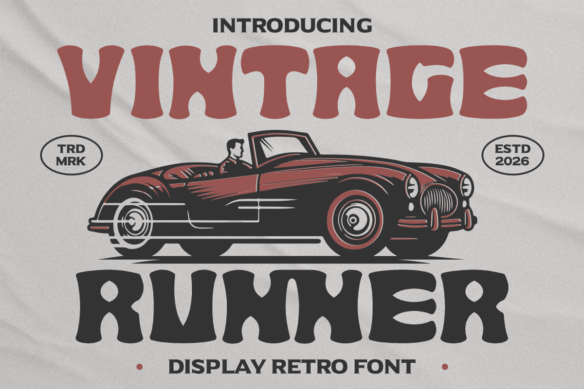 Vintage Runner Display Retro Sport F, a Font by PutraCetol Studio (Photo 1 of 5)