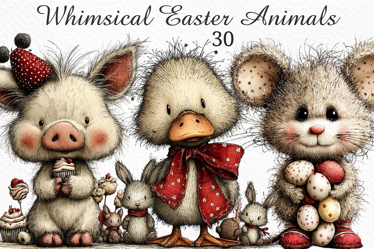 Whimsical Easter Animals Clipart, an Illustration by Craft Nest (Photo 1 of 11)