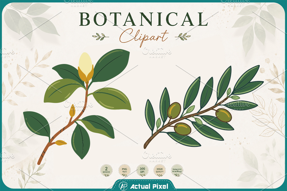 Boho Botanical Leaves Clipart Bundle, a Nature Photo by Actual Pixel (Photo 21 of 21)