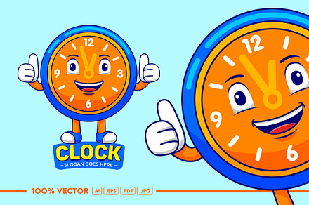 Clock Mascot Logo Vector, a Branding & Logo Template by MEDZ