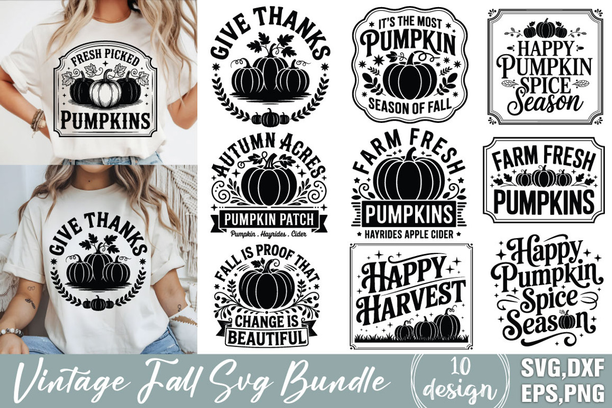 Vintage Fall Svg Bundle, an Object Graphic by DollarSmart