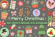 Merry Christmas Clipart and Patterns, a Seasonal Illustration by Drafts n Doodles (Thumbnail 1 of 12)