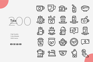 Tea Outline Icons