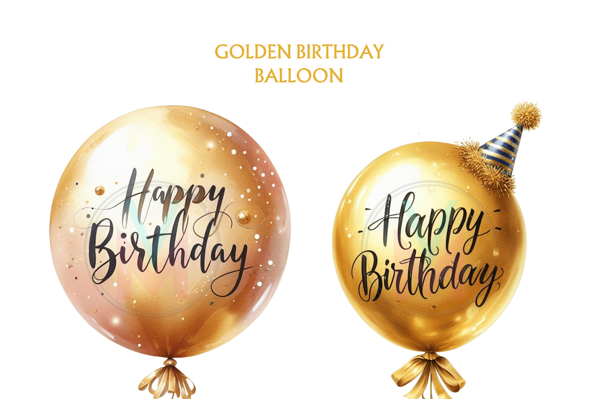 Gold Balloons birthday Clipart, png, a Decorative Illustration by VM PARTYS  BY TAIRUMA (Photo 5 of 10)