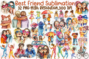 Best Friend Clipart Sublimation, an Illustration by Sublimation Artist