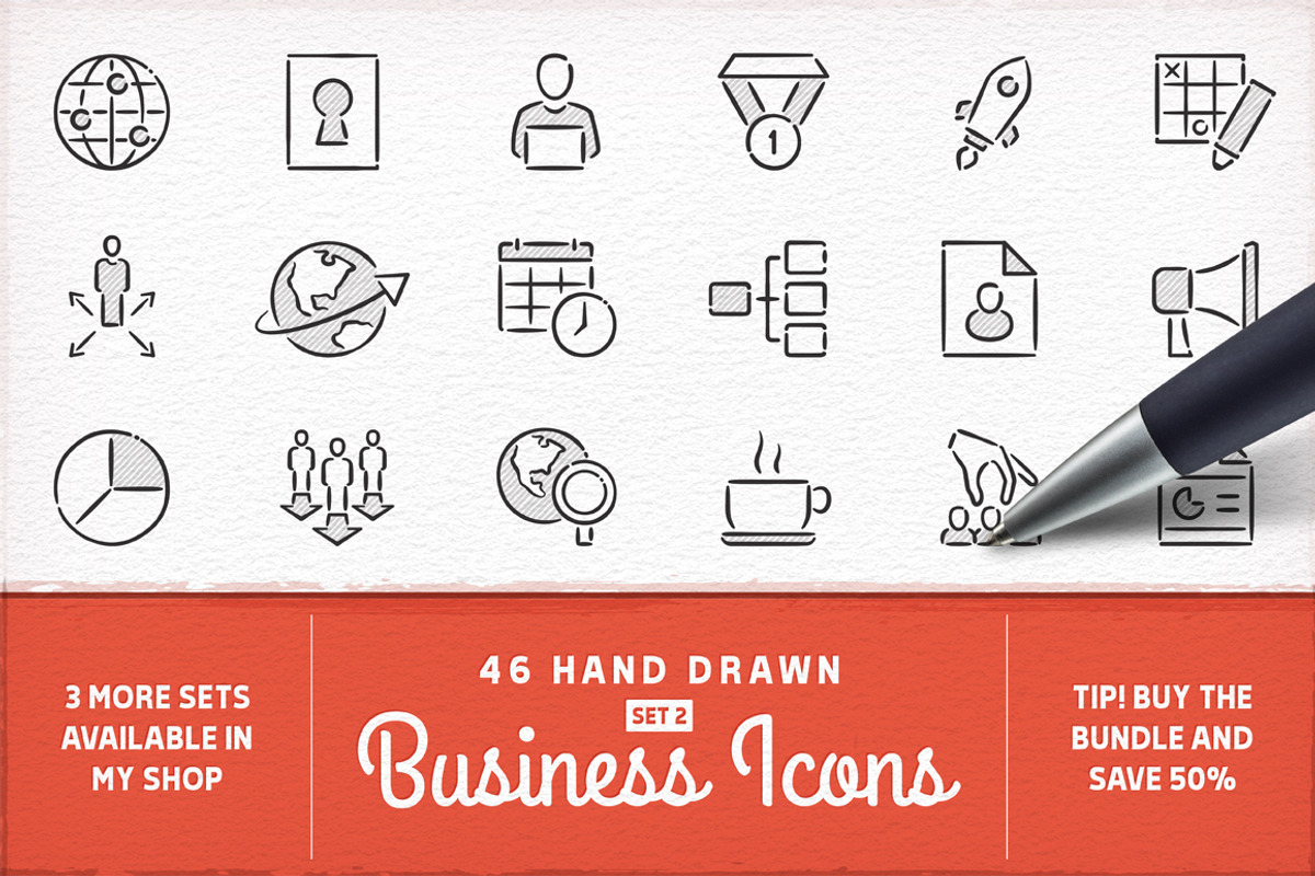 Hand Drawn Business Icons - Set 2, an Icon by Mera Pixels (Photo 1 of 2)