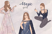 Magic Girls Clipart, a Person Illustration by GlamArtZhanna (Thumbnail 1 of 4)
