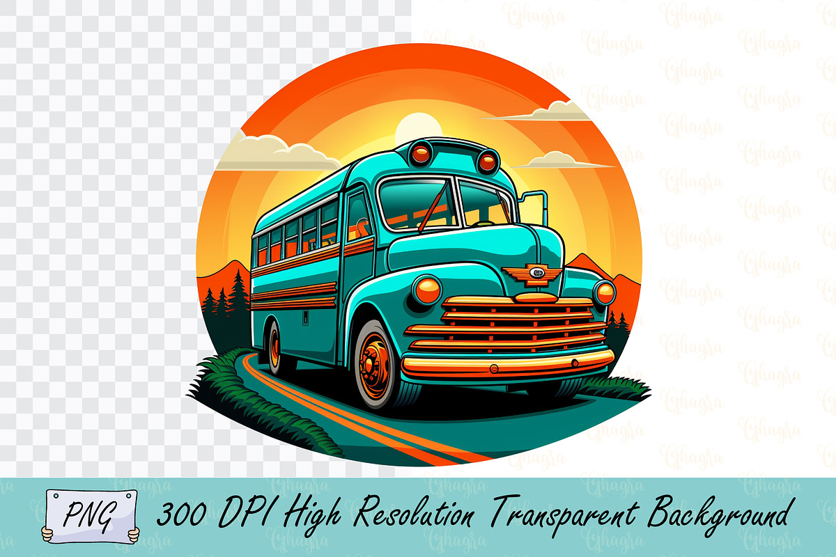 Classic School Bus Vector Art PNG, a Transportation Illustration by Ghagra (Photo 1 of 3)