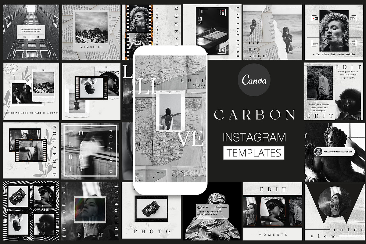 CARBON CANVA INSTAGRAM TEMPLATES, a Social Media Template by IsikChic (Photo 1 of 8)