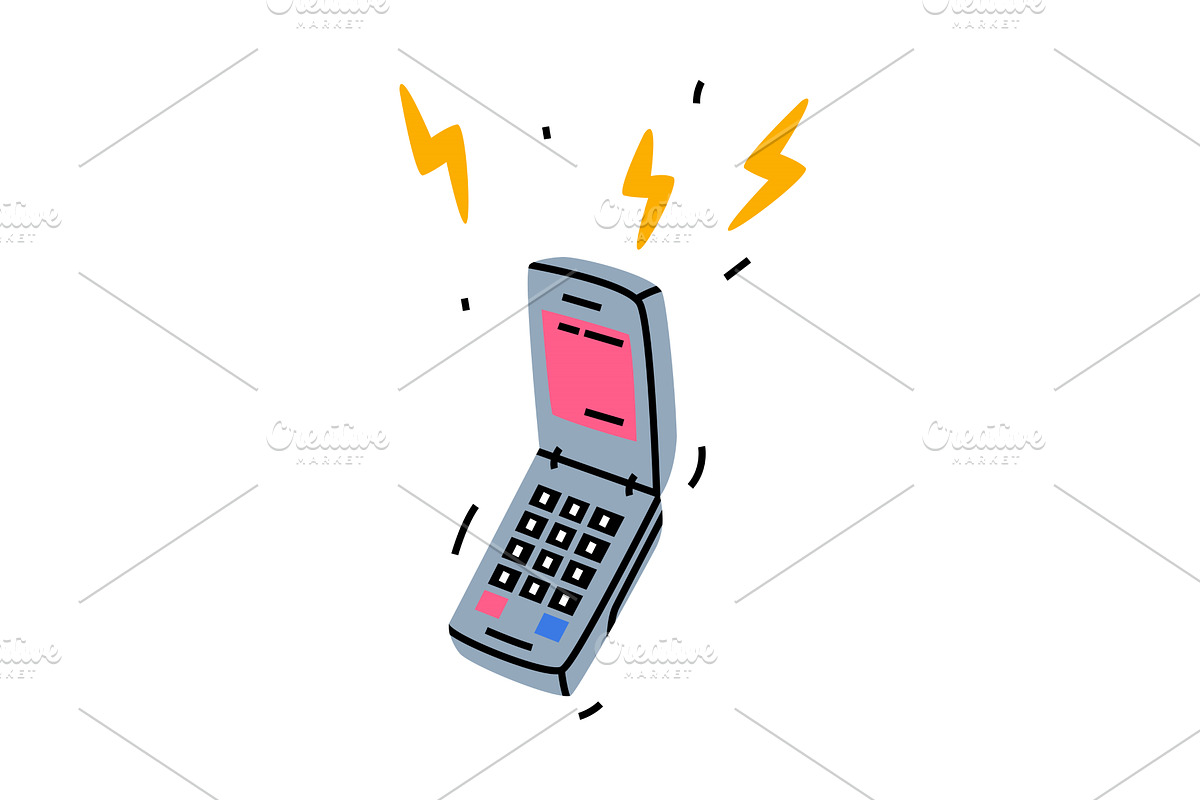 Retro Mobile Cellphone as Portable, an Object Illustration by TopVectors