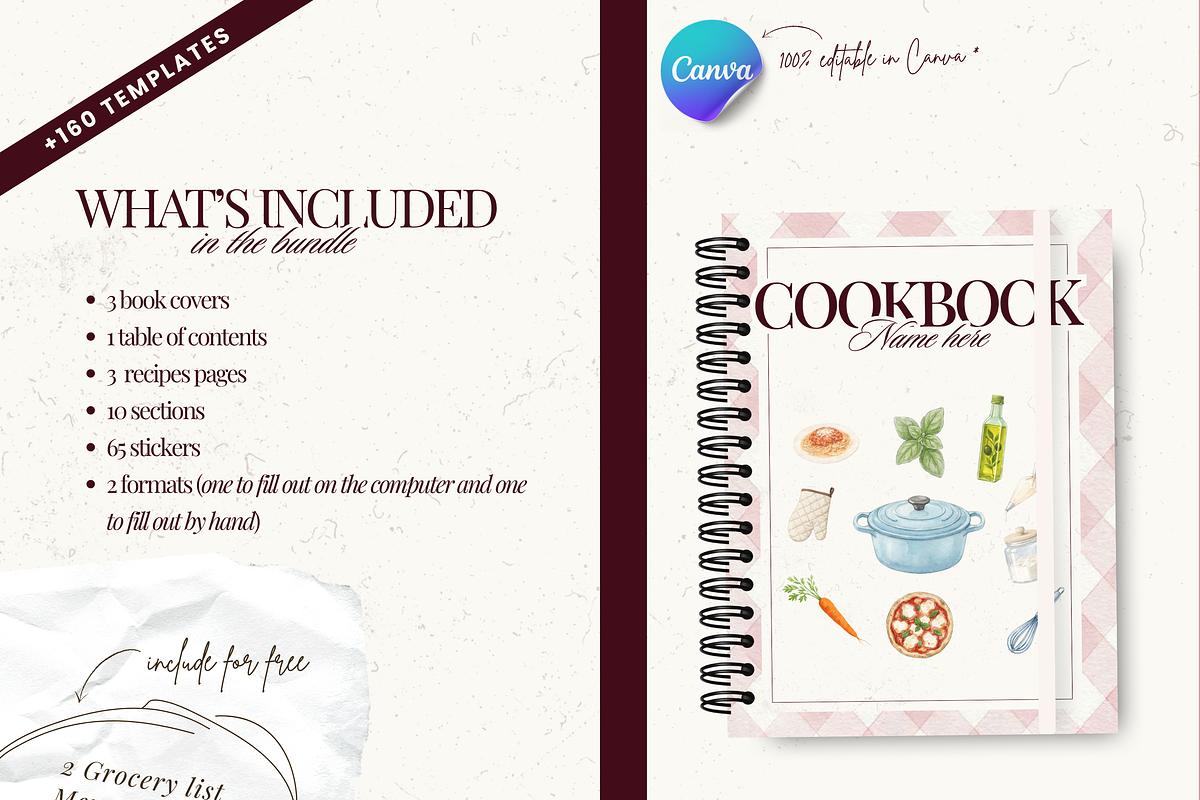 Printable family cookbook template, a Social Media Template by PixelBloomClub (Photo 6 of 8)