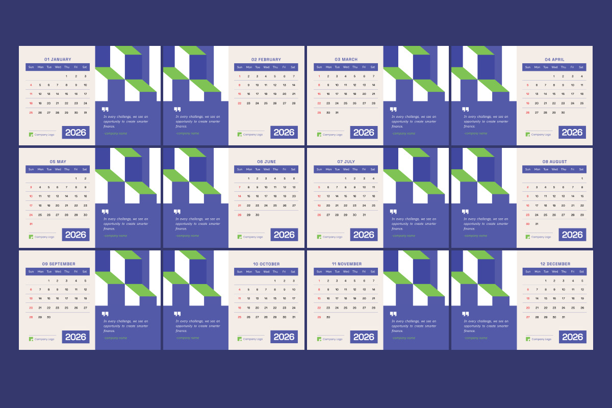Startup Business Desk Calendar 2026, a Stationery Template by twinstd (Photo 4 of 5)