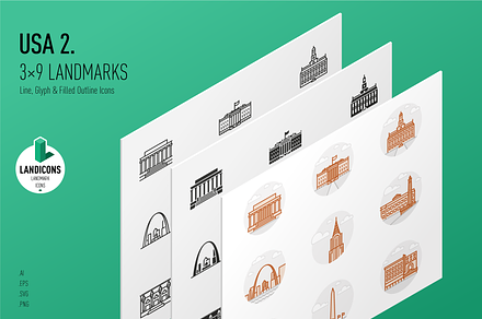Landmarks of the USA 2 Icon Set