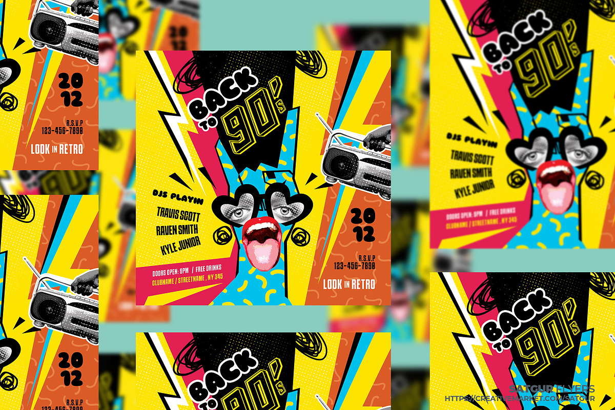 Back to 90s Music Party Flyer, a Flyer Template by Satgur Graphic Design (Photo 6 of 6)