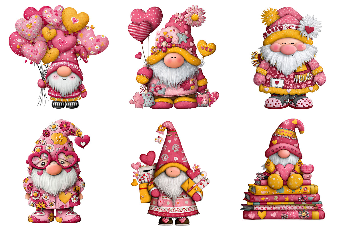 Pink Valentine Gnome Clipart, an Illustration by Dream Creation (Photo 3 of 6)