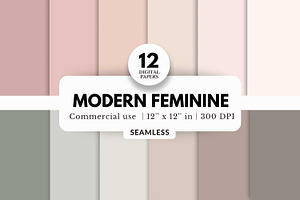 12 Modern Feminine Digital Papers