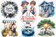 Navy Summer Outdoor Watercolor Clipa, an Illustration by RobertsArt (Thumbnail 1 of 8)