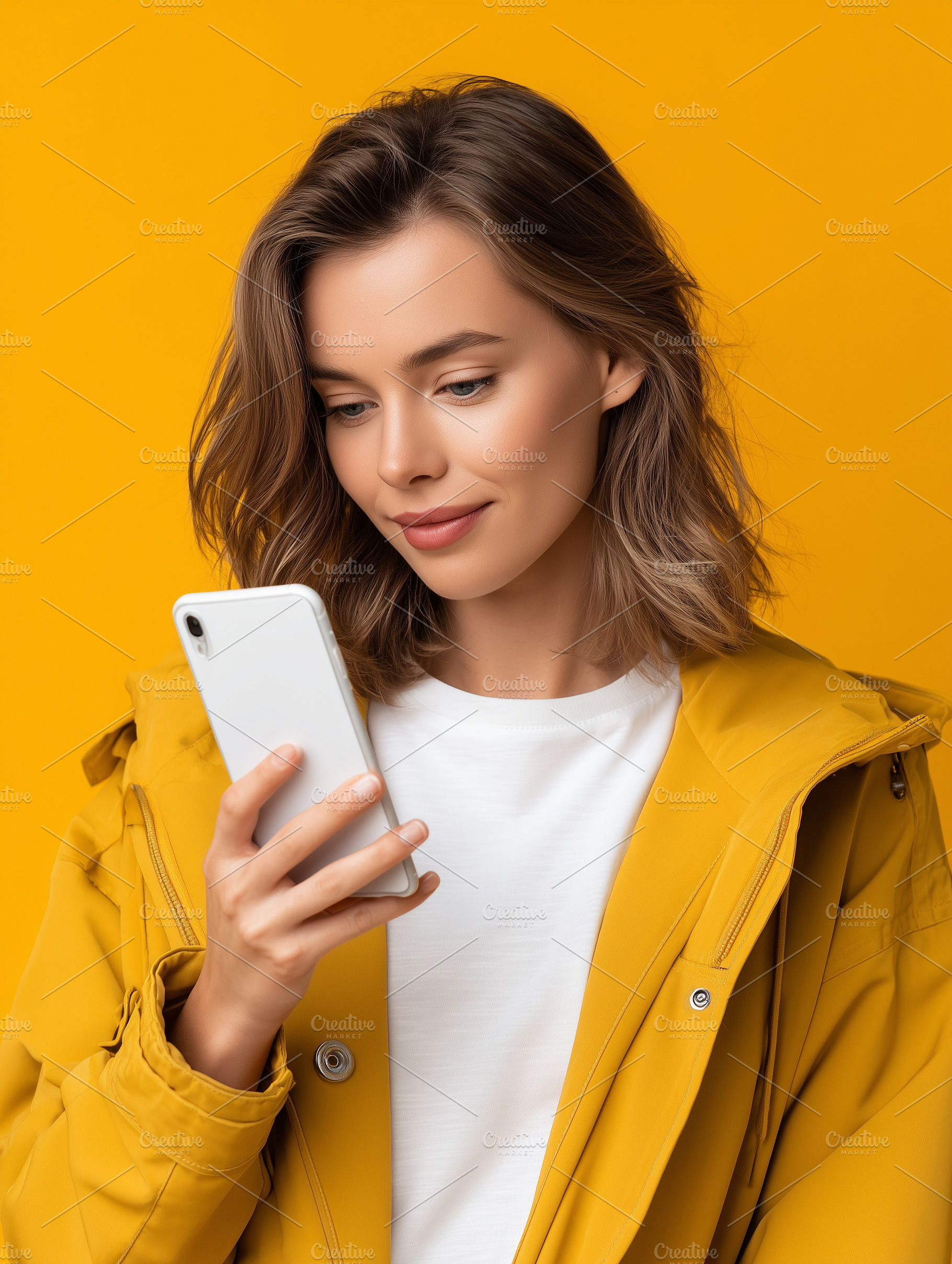 Smiling young woman in a jacket, a Technology Photo by MistyDay