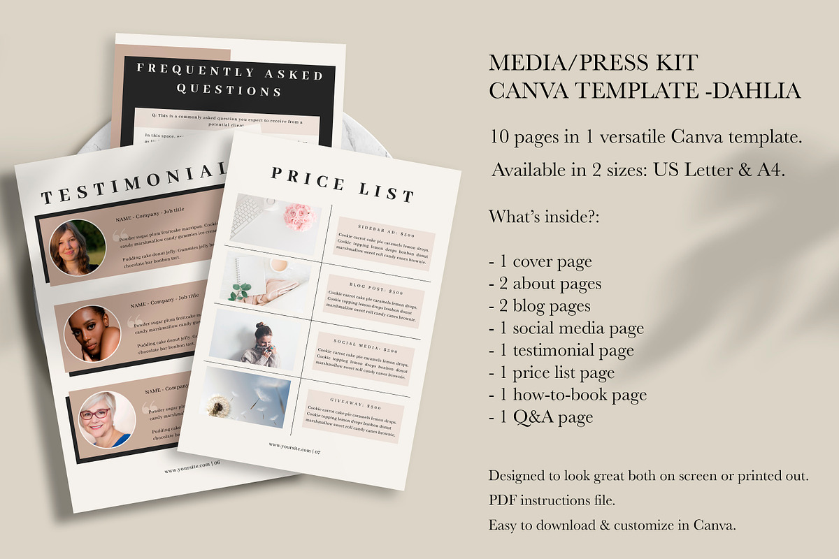 Media Kit Canva Template | DAHLIA, a Brochure Template by Studio Next (Photo 2 of 9)