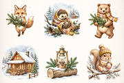 Watercolor Christmas Cabin Clipart, a Transportation Illustration by Digital Artistic99 (Thumbnail 2 of 8)