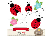 Lady Bug Digital Paper and Clipart, a Pattern Graphic by JennyL Designs (Thumbnail 2 of 4)