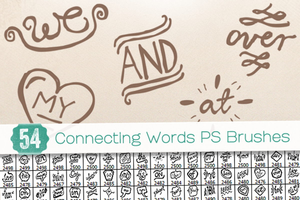 54 Connecting Words PS Brushes, a Brush Add-On by Frisk Shop (Photo 1 of 2)