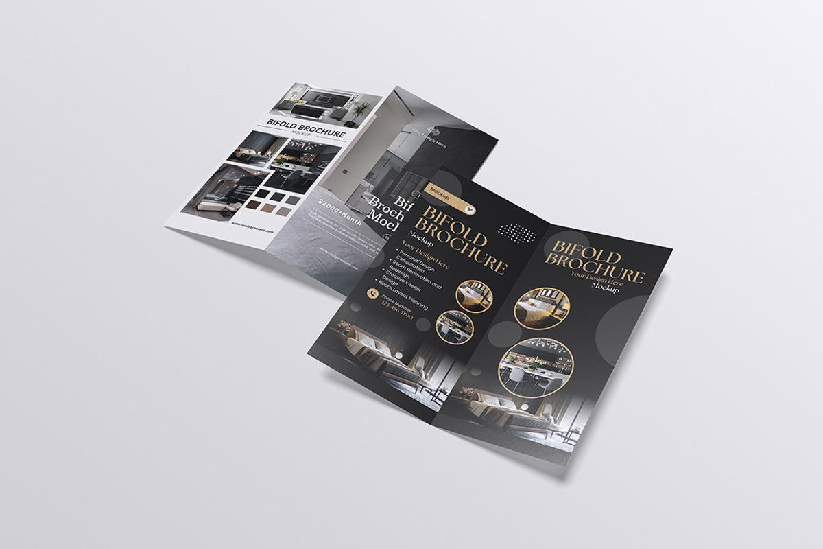 Bifold Brochure Mockup, an Advertising Mockup by HanaSaka_Studio (Photo 3 of 5)