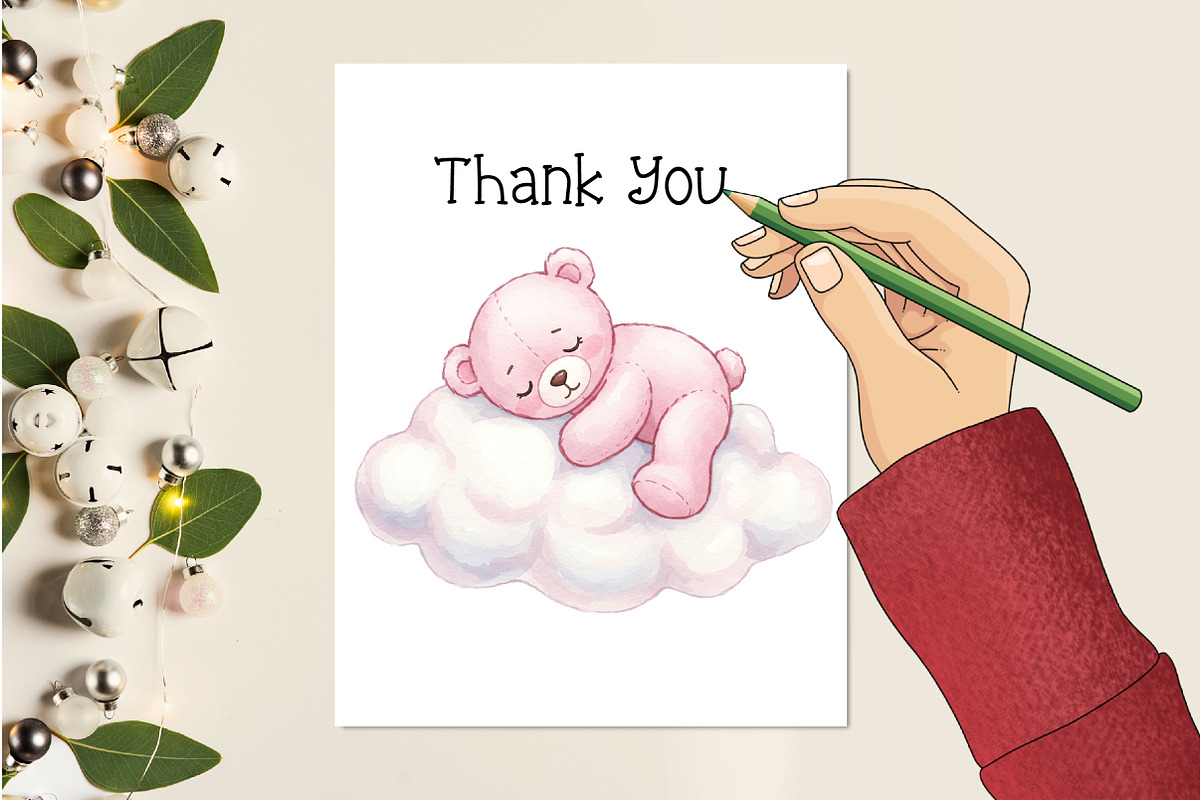 Watercolor Pink Cute Blush Teddy Png, an Illustration by Creative Art (Photo 7 of 10)