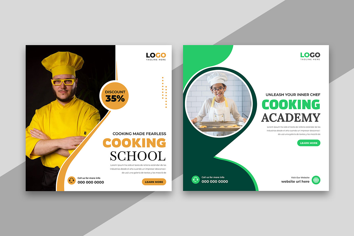 Cooking School Social Media Post, a Social Media Template by Designgrove (Photo 1 of 2)