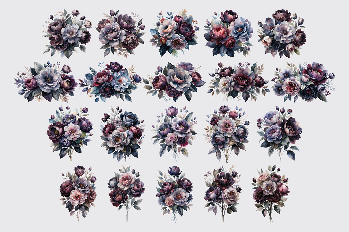 Moody Florals Clipart, a Graphic by Velvet Muse (Photo 2 of 5)