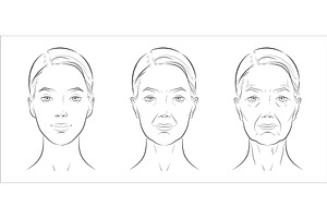 Woman’s face sketch, line vector