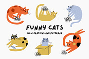 Funny Cats - vector clipart, a Decorative Illustration by Barkova Nadya (Thumbnail 1 of 8)